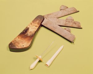Bloedmes met drie messen en lancet met ivoren handvat en deksel, ca. 1790